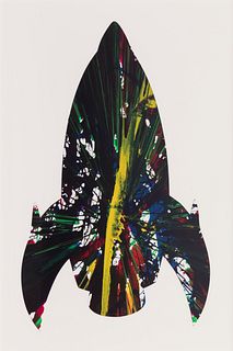 DAMIEN HIRST (Bristol, UK, 1965). 
"Rocket", 2009. 
Acrylic on paper, sping painting. 
Features artist's wet stamp and dry stamp.