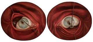 MARINA NUÑEZ (Palencia, 1966). 
"Pair of eyes". 
Oil on canvas glued to aluminium plates. 
Sizes: 138,5 x 158,5 cm (x2); 140 x 355 cm (diptych).