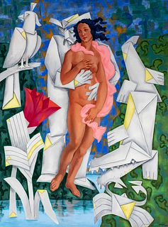 ADIGIO BENÍTEZ (Santiago de Cuba, 1924 - Havana, 2013). 
"Nova Venus", 1996. 
Acrylic on canvas. 
Signed, dated and titled in the lower right corner. 