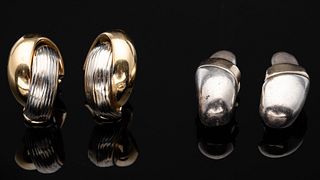 Two Pairs of Gold and Silver Earrings
