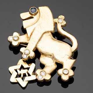 14K Gold and Diamond Lion Pin/Pendant