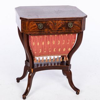 Regency Mahogany Inlaid Work Table, 19th C