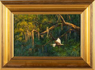 Douglas Grier, Live Oak with Heron, Acrylic