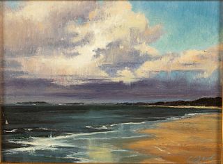 Christopher Groves, Beach Clouds, Oil on Board