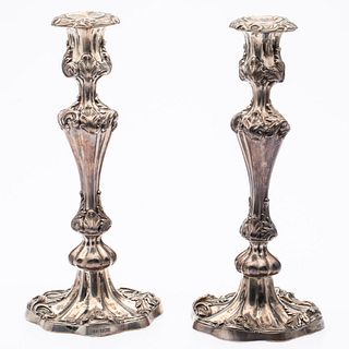Pair of English Sterling Silver Candlesticks