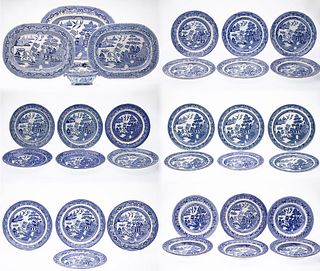 33 Pieces of Blue Willowware