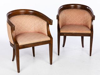 Pair of Baker Walnut Club Chairs, c. 1954