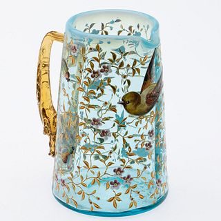 Small Enamel Painted Glass Pitcher, Possibly Moser