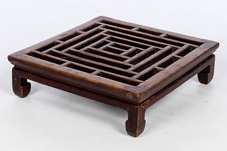 Chinese Carved Wood Footstool, 19th Century