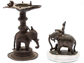 Two Southeast Asian Elephant-Form Bronzes