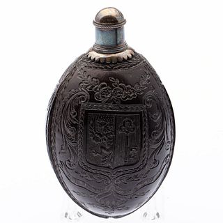 European Carved Coconut Flask, 18th Century