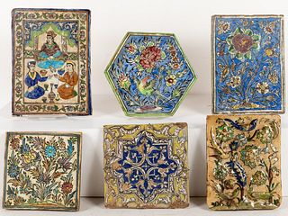 6 Persian Tiles, 18th C and Later