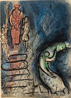 After Marc Chagall, Ahasuerus Banishes Vashti, Litho