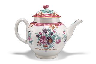 A WORCESTER COMPAGNIE DES INDES STYLE TEAPOT AND COVER, CIRCA 1770-75, deco