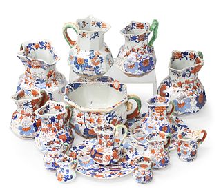 A GROUP OF MASON'S PATENT IRONSTONE CHINA IN THE "JAPAN BASKET" PATTERN, 19