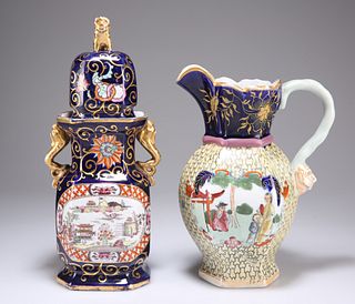 A MASON'S IRONSTONE CHINA VASE AND COVER, decorated with a Japan pattern ag