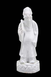 A CHINESE BLANC DE CHINE FIGURE OF A SCHOLAR, PROBABLY KANGXI PERIOD, model