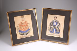 TWO CHINESE WATERCOLOURS OF DIGNITARIES, one on silk, the other on paper, f