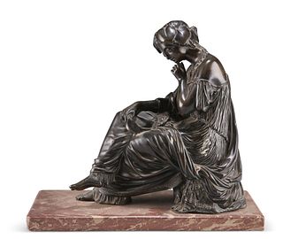 JEAN-JACQUES ("JAMES") PRADIER (SWISS 1790-1852), A BRONZE FIGURE OF A MAID