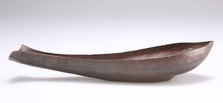 A COPPER KOSHA KUSHI, Indian, the libation spoon with spot-hammered finish.