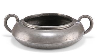 A GEORGE III PEWTER TWO-HANDLED SPITTOON, by Stynt Duncumbe of Bewdley, Lon