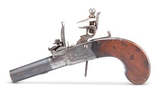 A SMALL MUFF PISTOL, BY ATKINS OF LONDON, LATE 18TH CENTURY, 1_-inch turn-o