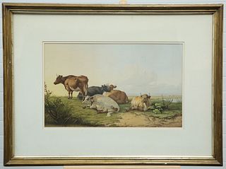 THOMAS SIDNEY COOPER (1803-1902), CATTLE AT REST AND SHEEP AT REST, a pair 