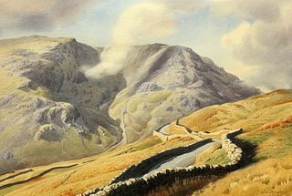 GEOFFREY H POOLEY (1908-2006), A TWISTING LAKELAND ROAD, signed lower right
