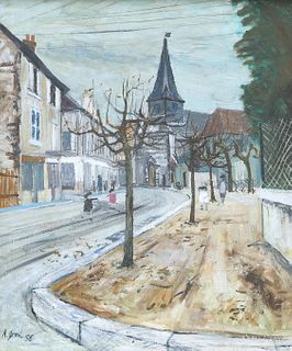 ALISTAIR GRANT (1925-1997), STREET SCENE, signed and dated (19)56 lower lef