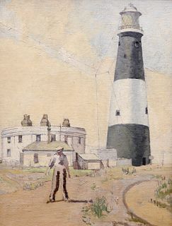 * BRISTOW, LIGHTHOUSE AT DARENTH, WEST BYFLEET, inscribed verso, oil on can