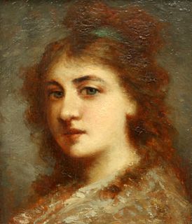 THEODORE TCHOUMAKOFF (RUSSIAN, 1823-1911), PORTRAIT OF A GIRL, oil on panel