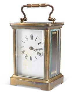 A FRENCH BRASS CASED CARRIAGE CLOCK, BY DUVERDRY & BLOQUEL, CIRCA 1910, the