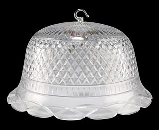 A CUT-GLASS LIGHTSHADE, FIRST HALF OF 20TH CENTURY, domed, with chain and c