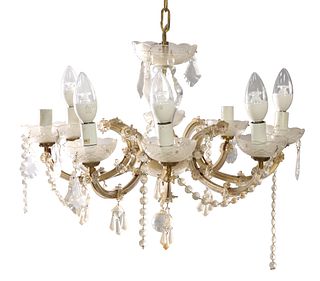 A VENETIAN STYLE LUSTRE-DROP CHANDELIER, with eight scroll-form branches. L