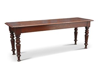 A VICTORIAN MAHOGANY WINDOW SEAT, the moulded rectangular top with rounded 