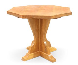 HORACE KNIGHT OF THIRSK, A KNIGHTMAN OAK COFFEE TABLE, the adzed octagonal 
