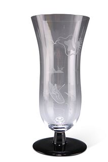 AN ORREFORS ENGRAVED GLASS VASE, DATED 1934, designed by Edward Hald, no. H