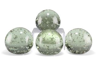 A GROUP OF FOUR VICTORIAN GLASS DUMPS, of large proportions, with bubble in