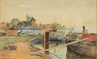 Charles Western, Canal Scene, Watercolor on Paper