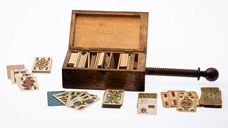 German Card Press with Various Playing Cards, 19th C