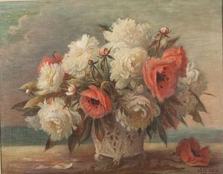 Rolf Stoll, Peonies and Poppies, Oil on Canvas