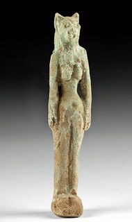 Egyptian Glazed Faience Figure of Bastet