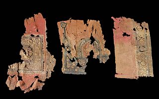 3 Egyptian Coptic Textile Panel Fragments