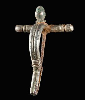 3rd C. Romano-British Silvered Bronze Crossbow Fibula