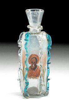 16th C. Facon de Venise Glass Bottle w/ St. Nicholas