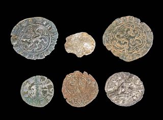 6 Medieval European Copper & Billon Coins