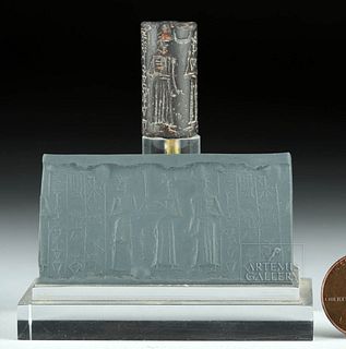 Sumerian Carved Stone Cylinder Seal w/ Inscription