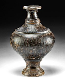 Fine 12th C. Khmer Angkor Blackware Vessel, ex-Museum