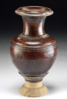 12th C. Thai Khmer Glazed Pottery Jar, ex-Museum