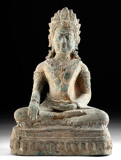 14th C. Thai Leaded Brass Seated Buddha Lotus Position